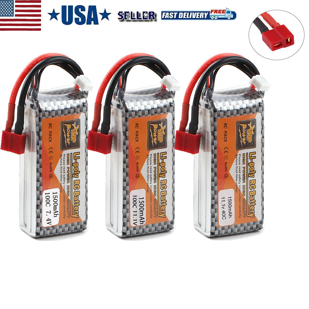 ZOP Power 1500mAh 11.1V 100C LiPo Battery Deans T Plug for RC Car Airplane Drone