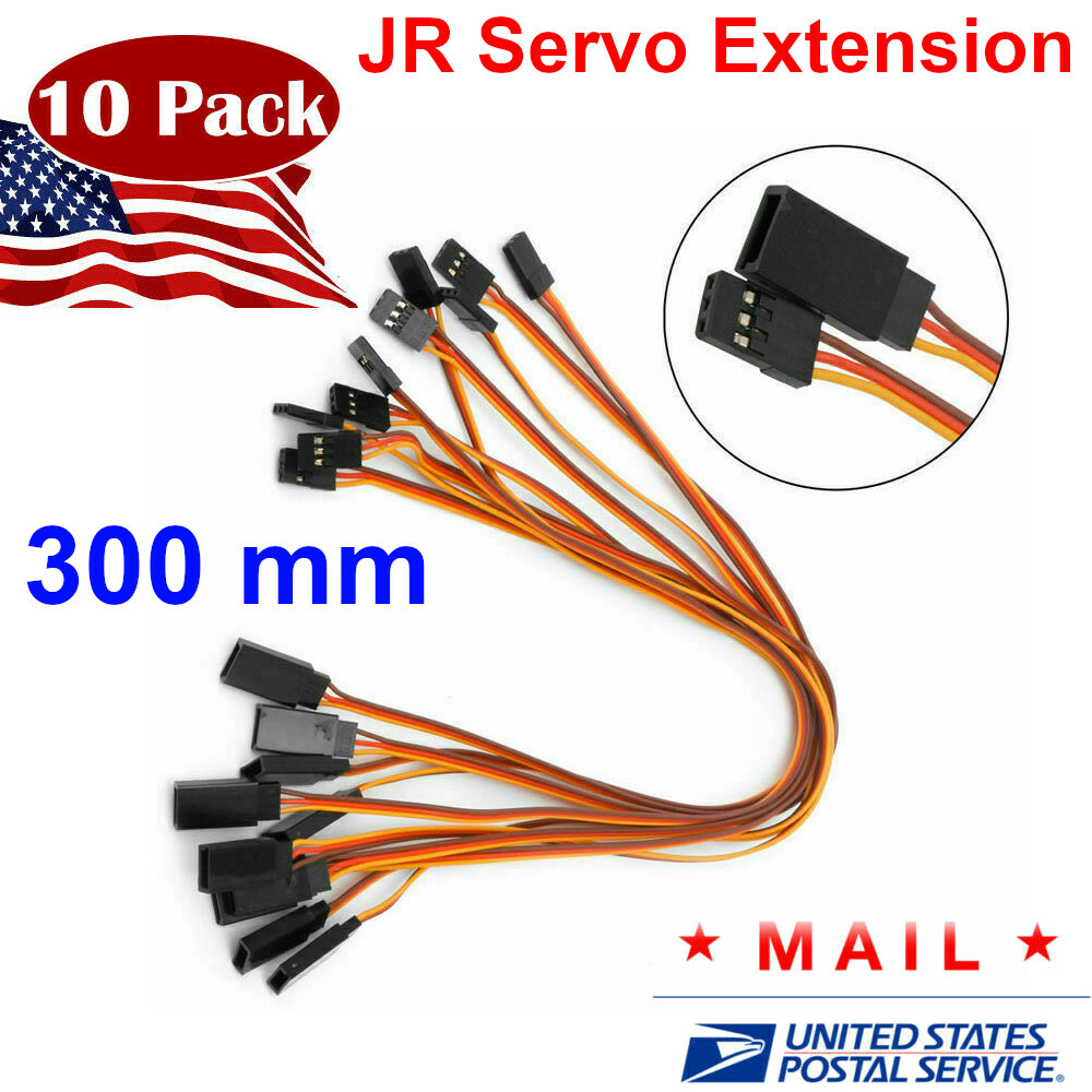 10Pcs 300mm Servo Extension Lead Wire Cable For RC Futaba JR Male to Female USA