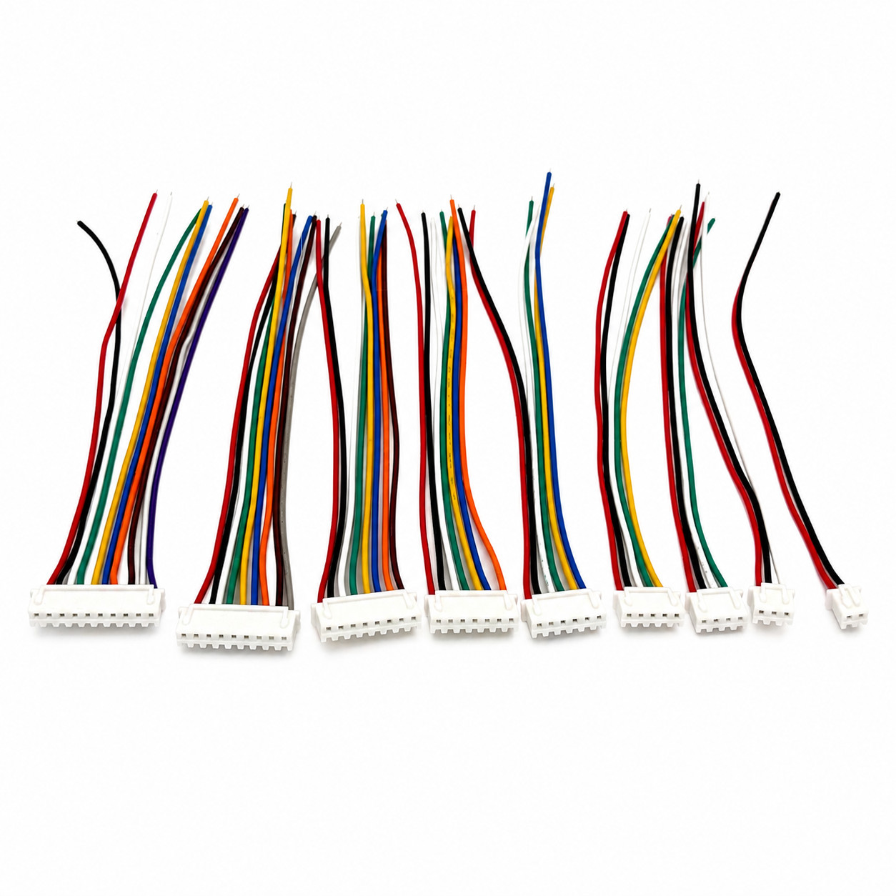 JST XH2.5 Connector Pigtail 10-Pack – Pre-Wired 24 AWG Leads (2–10 Pin)