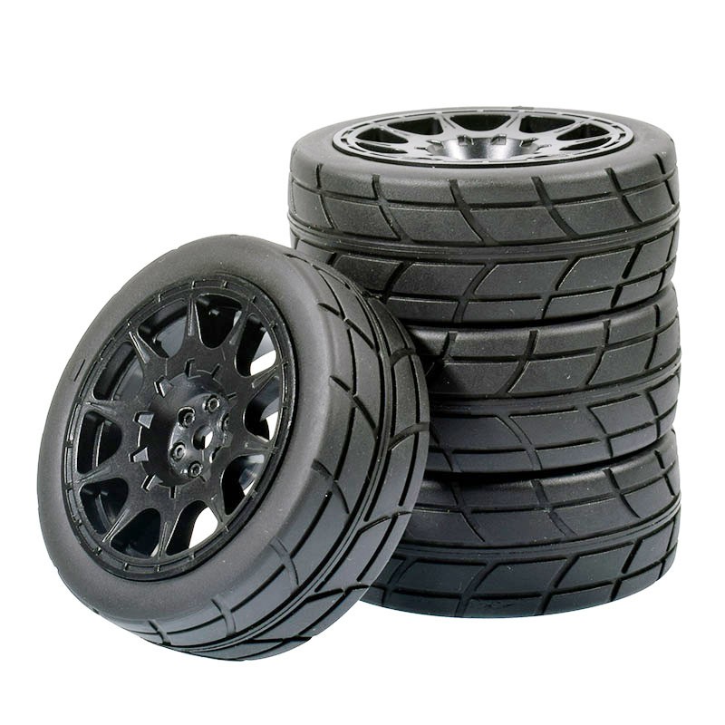 1/10 Onroad Touring Rc Car Wheels Rubber Tires Set for Tamiya HSP HPI tt01 tt02