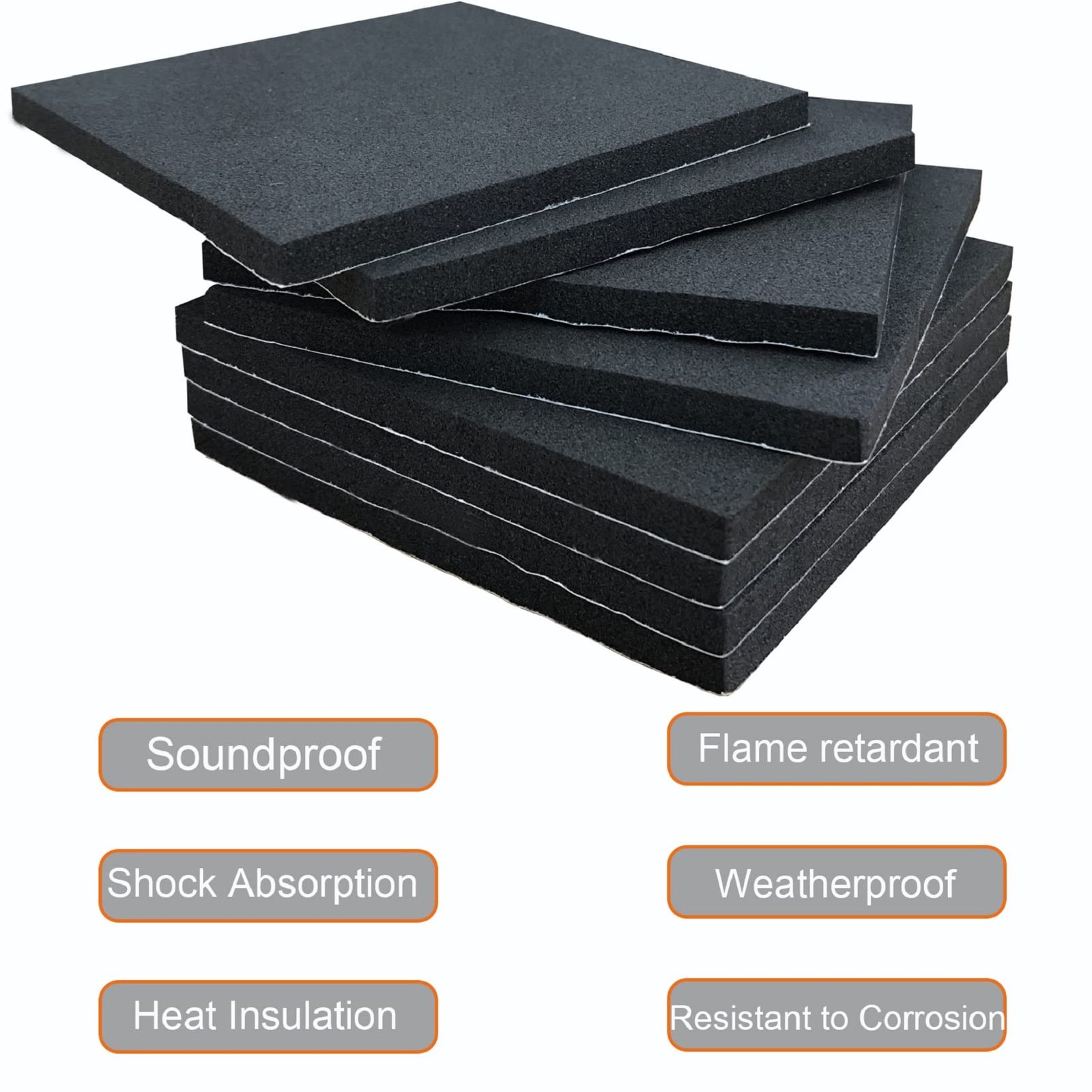 Rubber Adhesive Pads, 4 Pcs Closed Cell Foam Sheet 6 in X6 X 1/4 in, Black