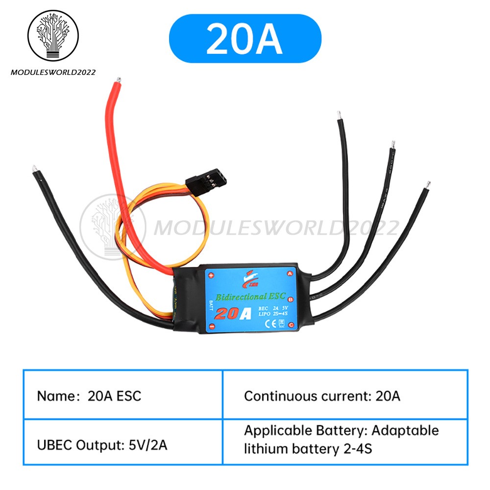 20A/30A/40A/50A Bidirectional Brushless ESC for Remote Control Ship Pneumatic