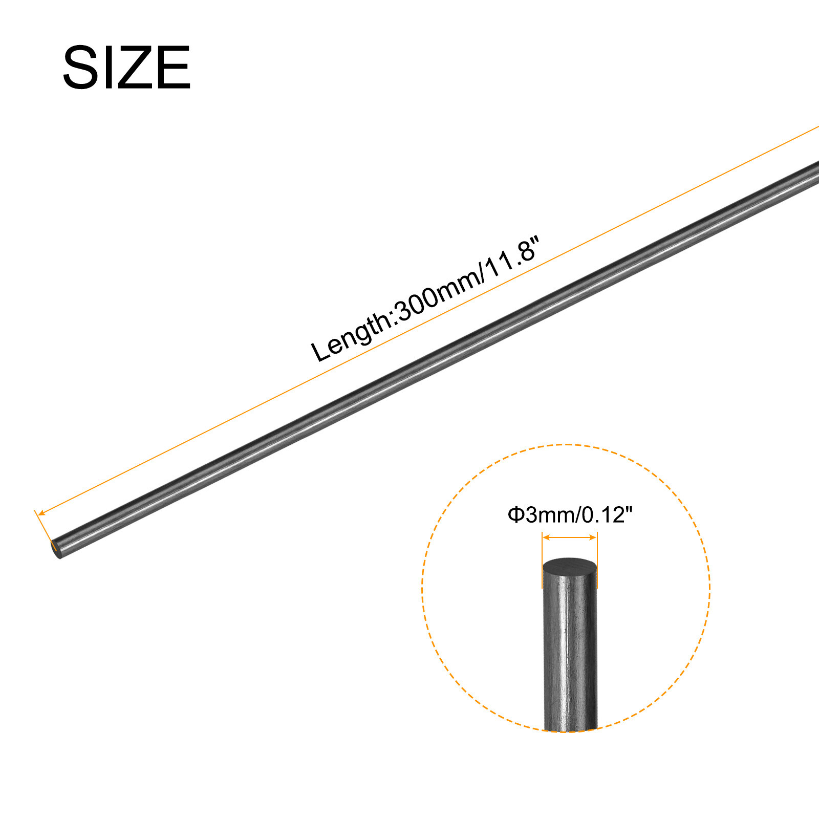 5Pcs Carbon Fiber Rod 3mm x 300mm for RC Plane DIY Tool