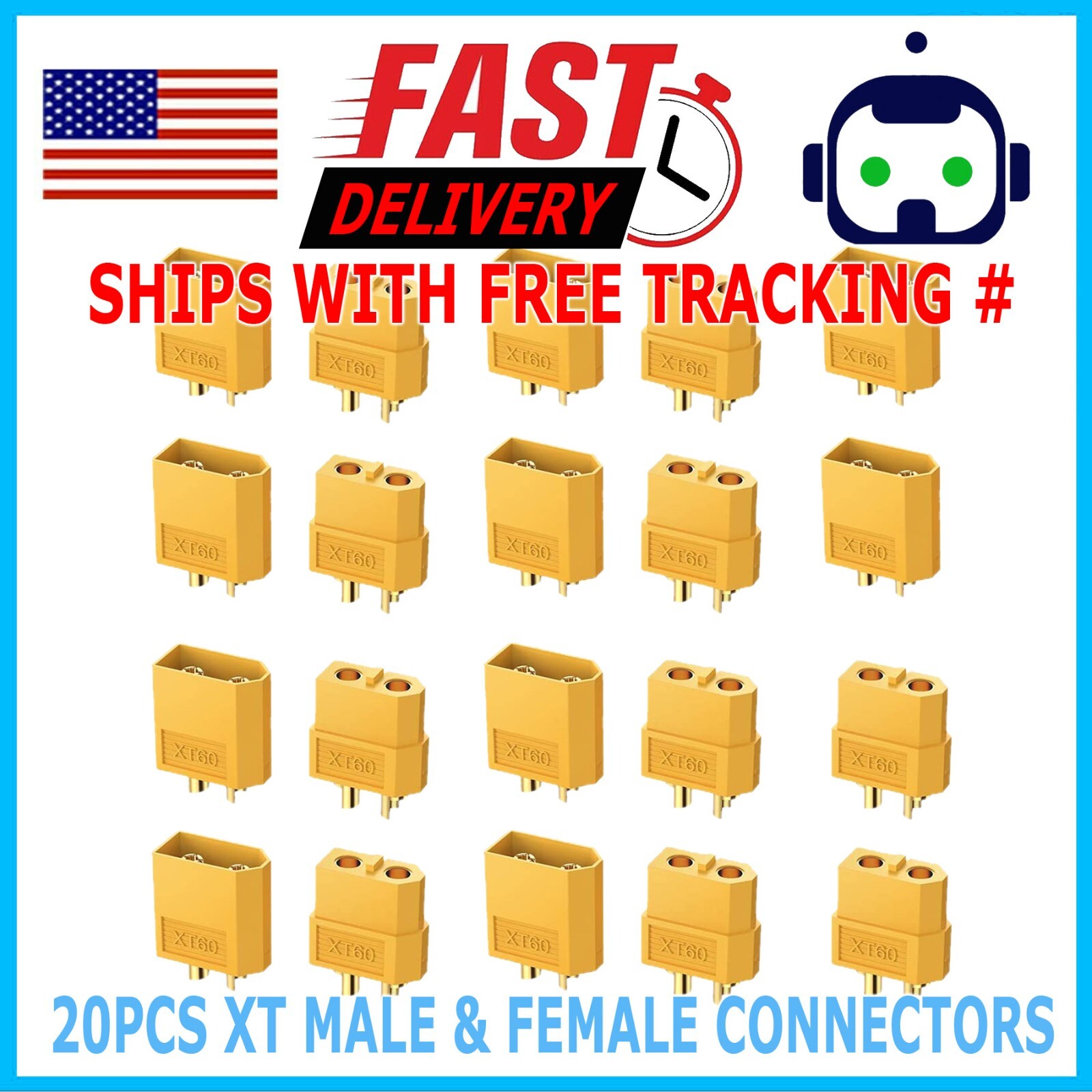 20Pcs XT60 Male Female Bullet Connectors Plugs For RC Battery From US Warehouse