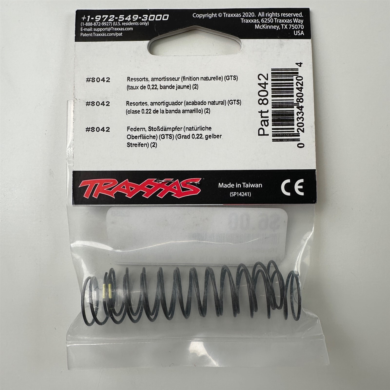 Traxxas 8042 Yellow Stripe 0.22 Rate GTS Natural Finish Shock Springs (2) NEW