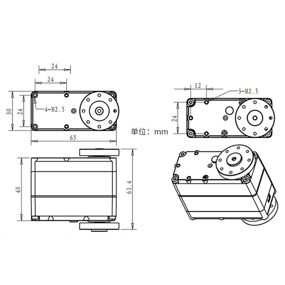 7-150KG Digital Robot Servo Metal Gear Motor Double-Shaft 180/270 Degree For Rc