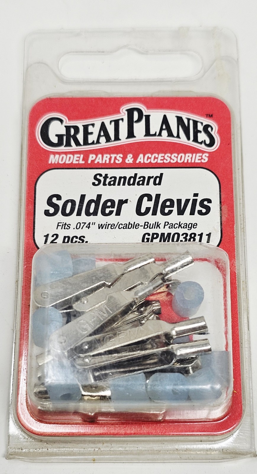 Great Planes Standard Solder Clevis GPMQ3811 .074 Wire 12pc NOS RC Airplane