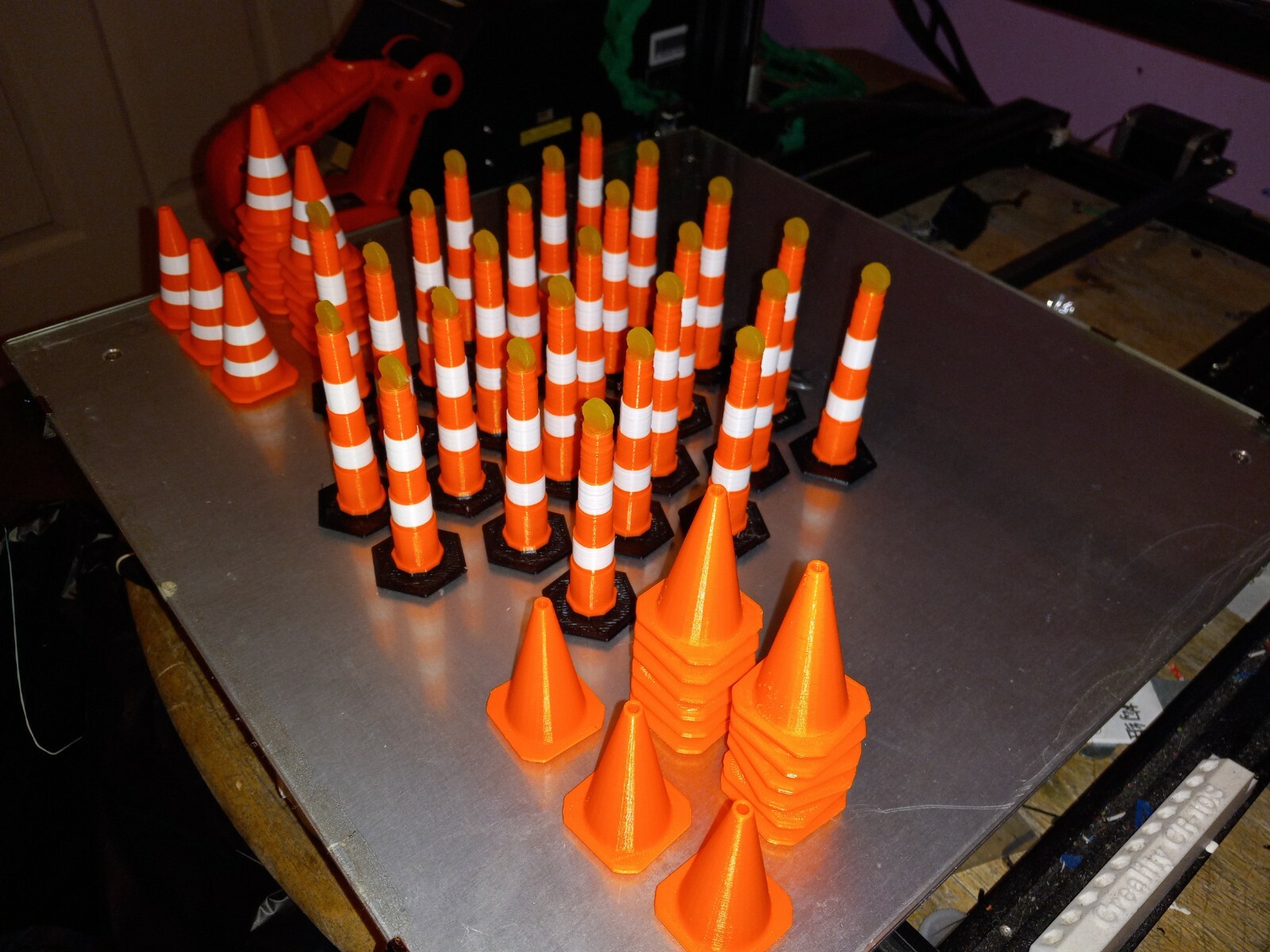 Set of 55 RC Scale Orange Road Barrier Cones Variety Set,, Cones 1/10 Scale RC