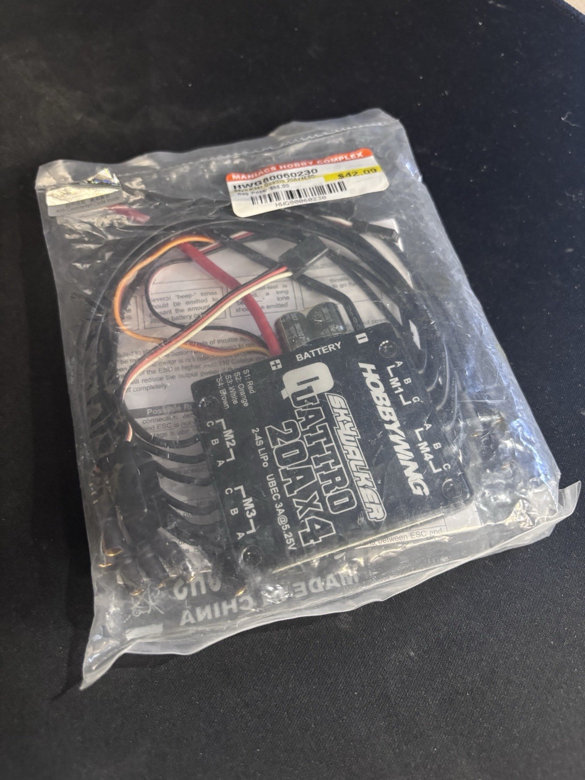 Hobbywing Skywalker Quattro ESC, 3A/5V BEC, 2-4S LiPo 20A x 4 Quadcopter DJI 3DR
