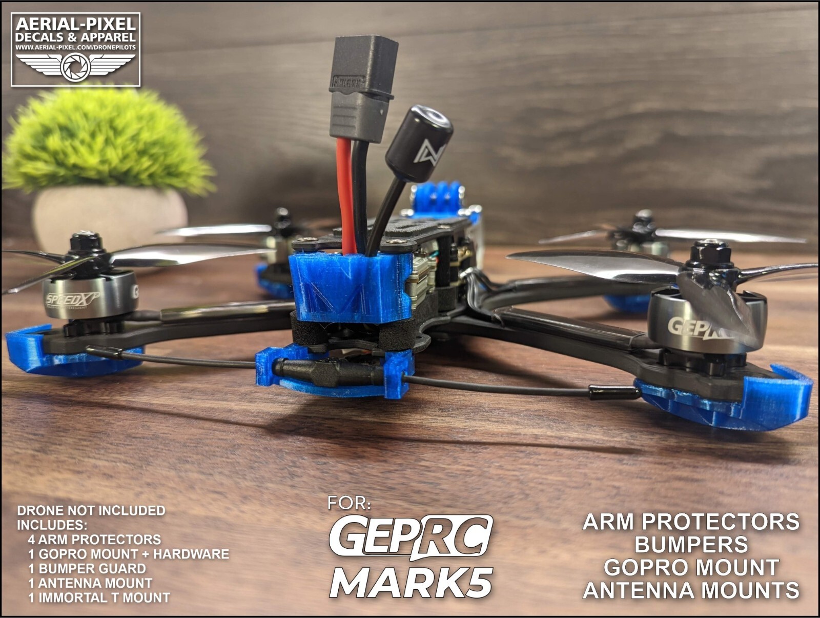 GEPRC Mark5 TPU Set – Arm Protectors, GoPro Mount, Bumper Guard, Antenna Mount