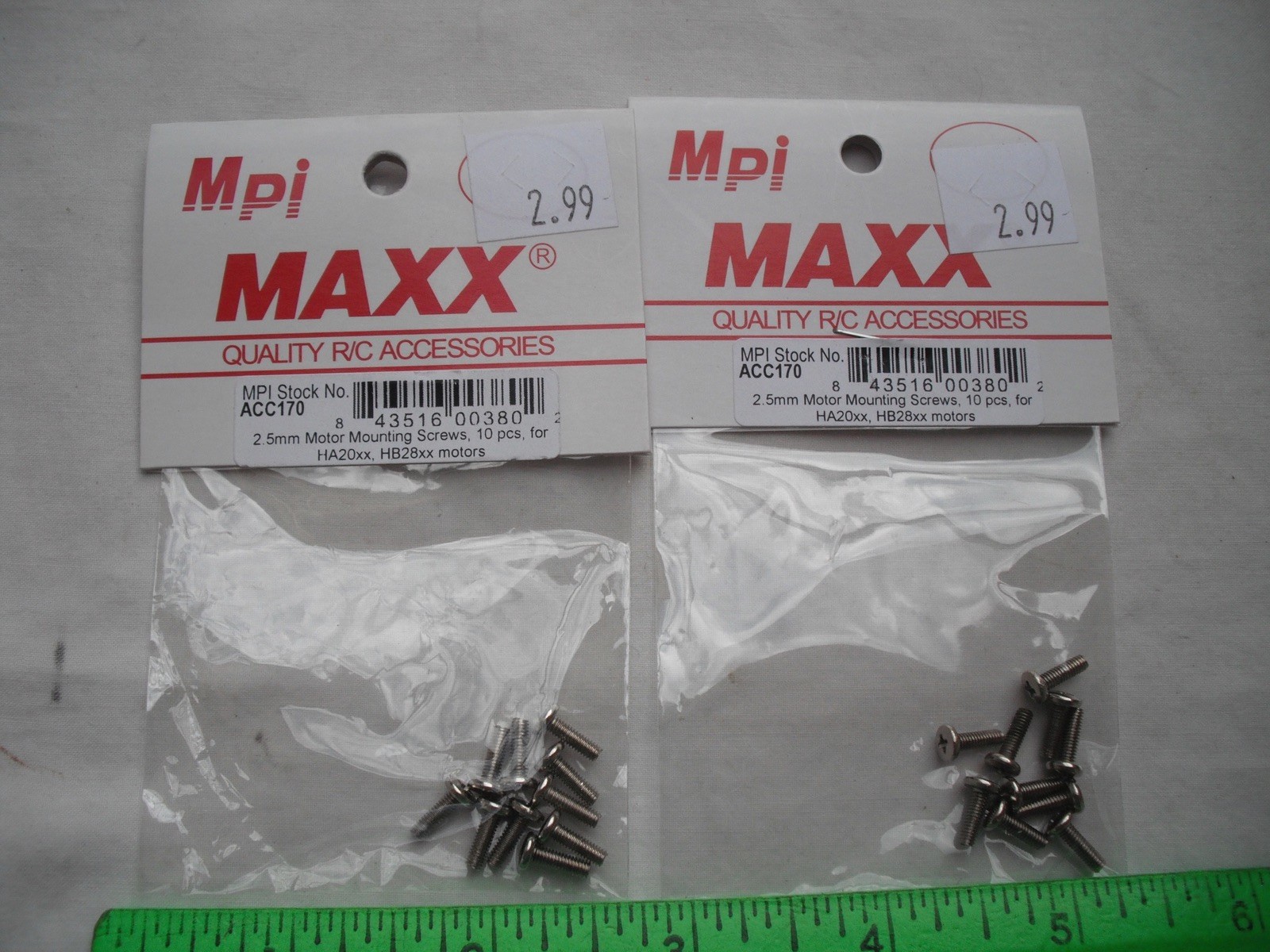 Lot of 2 Maxx Products Mpi ACC170,2.5mm Motor Mounting Screws,R/C Plane Airplane