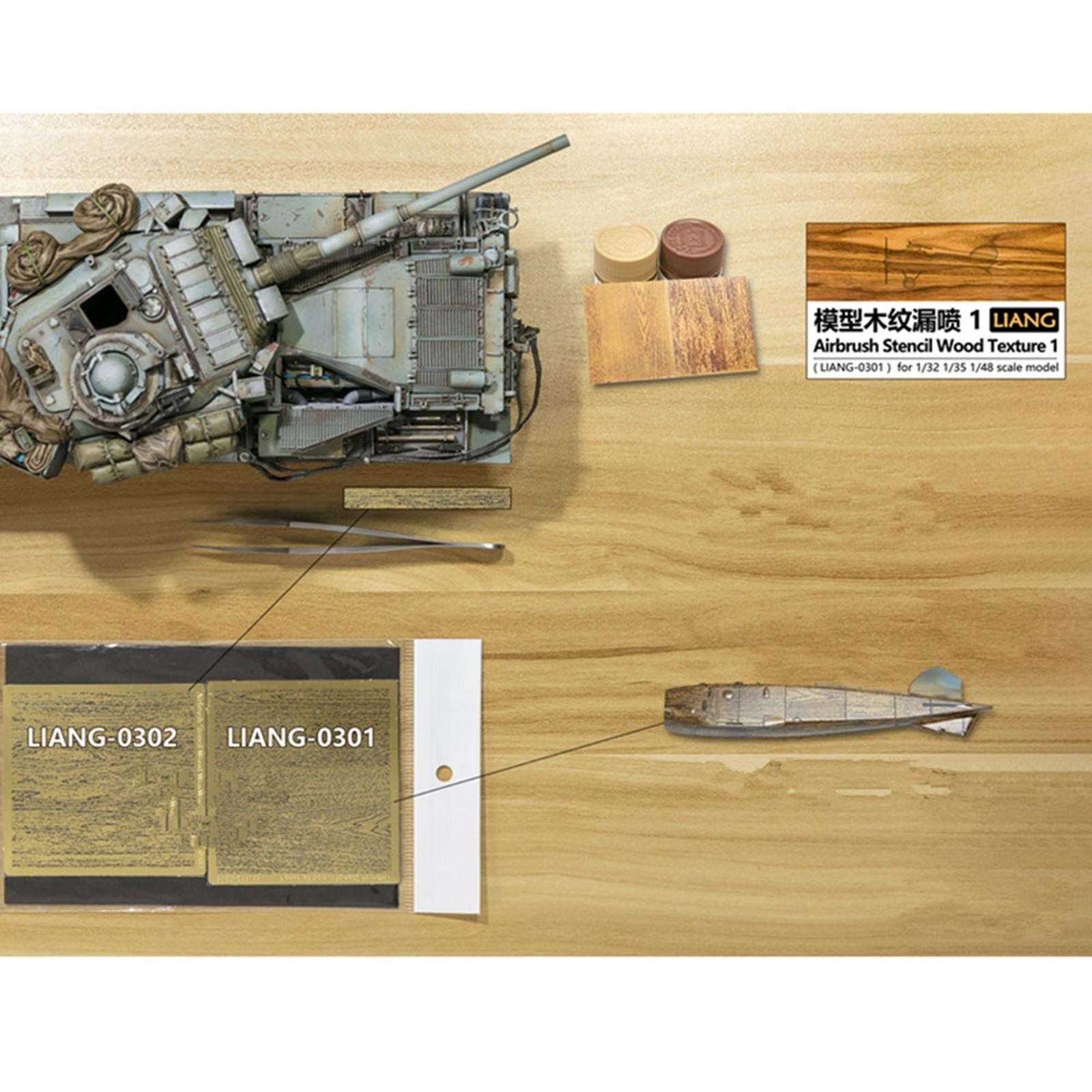 1/35 1/48 1/72 3G Model Building Wood Texture Airbrush Stencil Hobby Tools