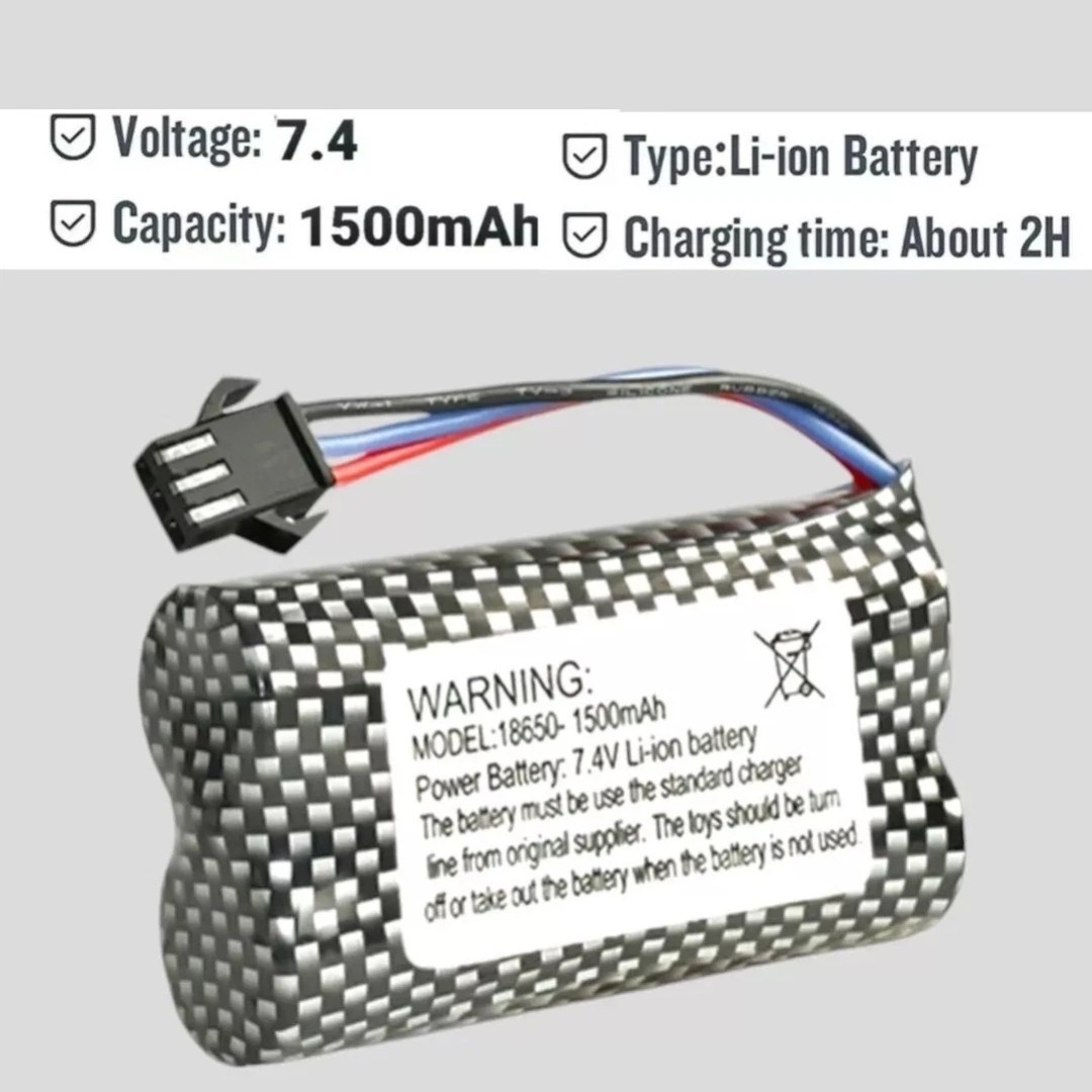 7.4V 18650 Li-io Rechargeable Battery (1500mAh) for RC Cars Stunt RC Cars Toys