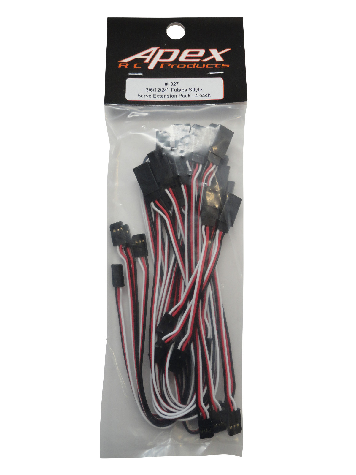 Apex RC Products 3 6 12 24 Futaba Style Servo Extension Variety Pack 4 each 1027