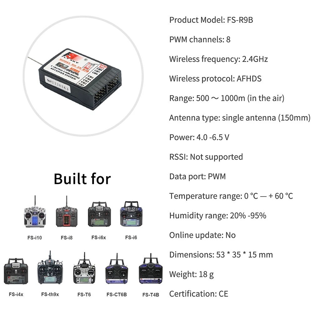 Flysky FGR4S FGR4P FGR4B FS-GR3E FS-R6B FS-iA6 FS-iA6B FS-BS6 FS-R9B RC Receiver