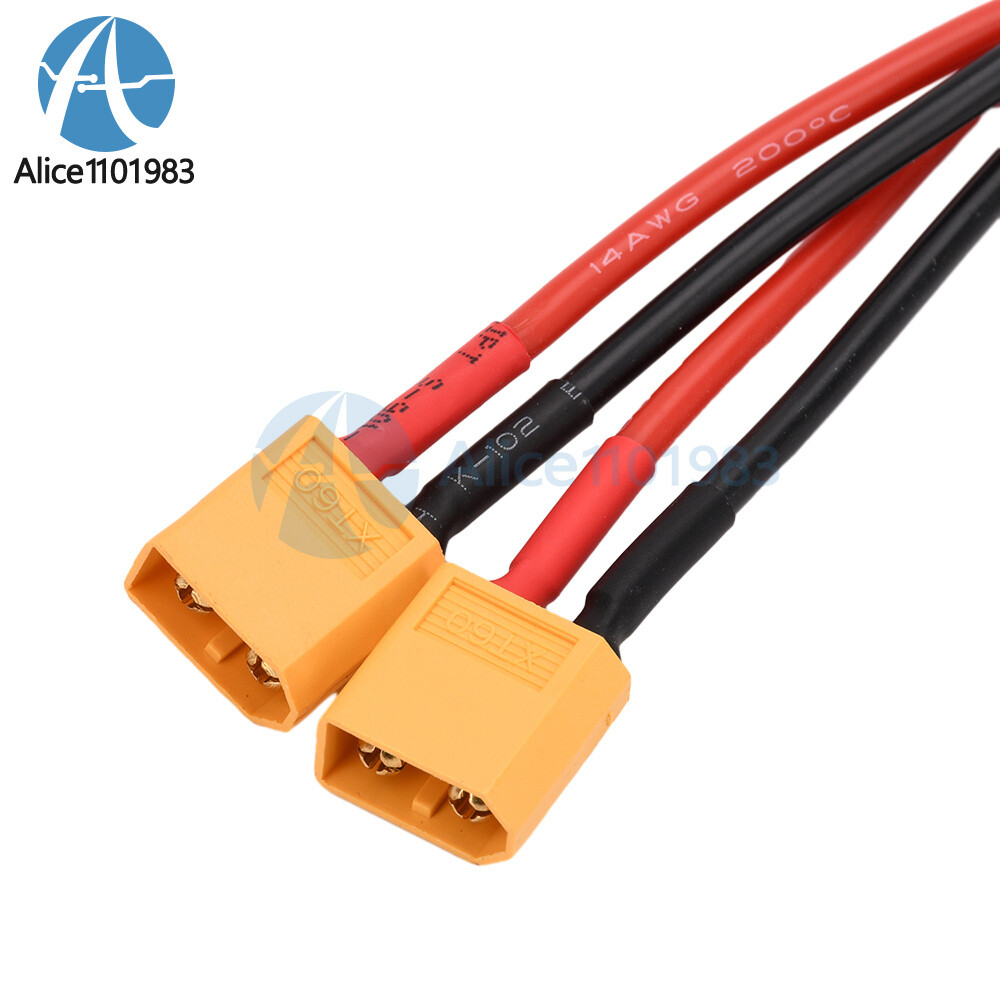 XT60 Male/Female Cable Parallel Battery Connector 4AWG Silicone Wire Y Splitter