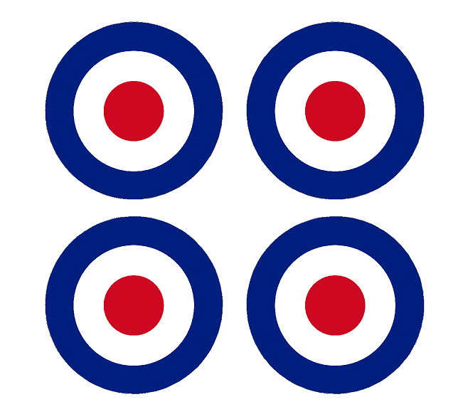 Set of 4 Remote Control (RC7) Red Blue White RAF Roundels 2 3/4″ RC Aircraft Sti