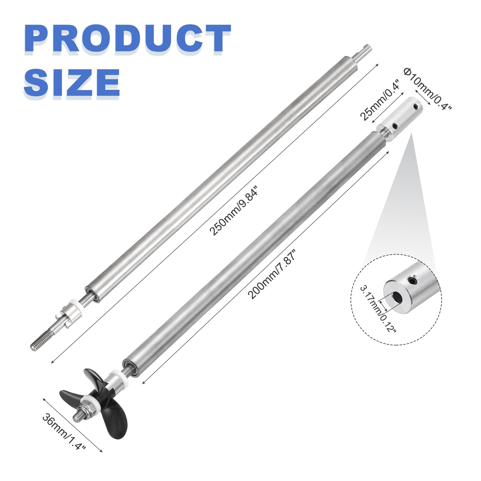 Drive Shaft W Propeller and Coupling Joint,L250mm, Fit for 3.17 mm