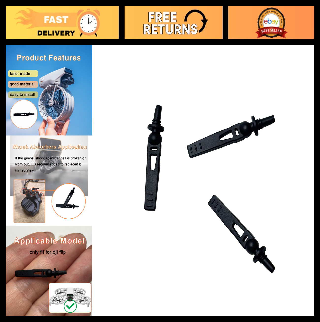 Rubber Dampers for Gimbal Stabilizer, PTZ Shock Absorber Mounts, Drone Repair Pa