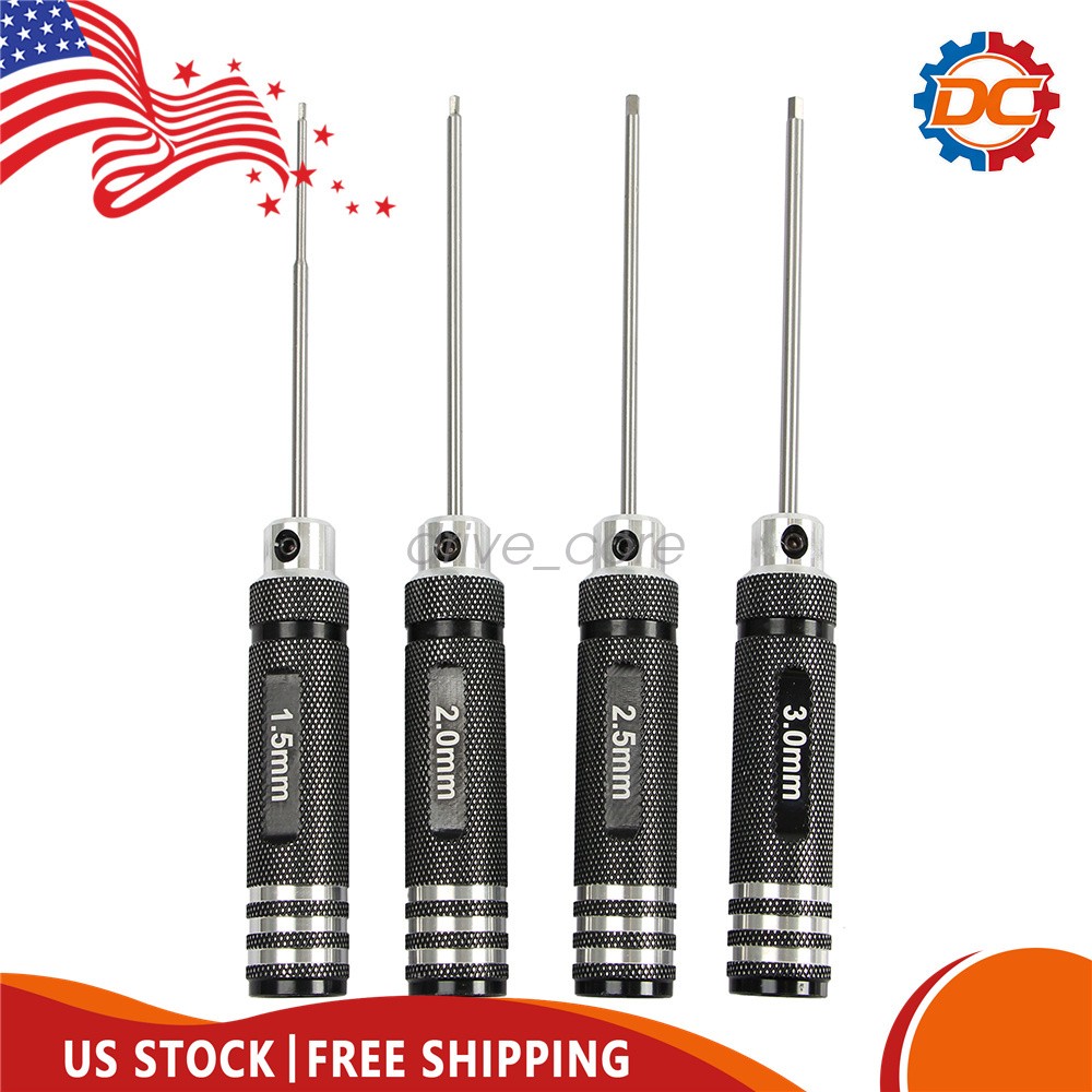 4pcs Hex Screwdriver Set RC Tools Kit 1.5/2.0/2.5/3.0 mm for RC Helicopter Boat