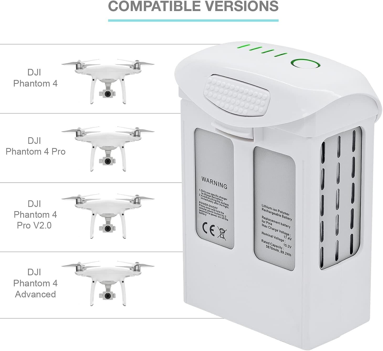 15.2V 5870mAh Intelligent Flight Battery for DJI Phantom 4 Series Drones