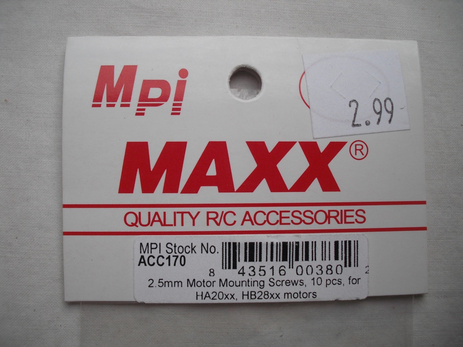 Lot of 2 Maxx Products Mpi ACC170,2.5mm Motor Mounting Screws,R/C Plane Airplane