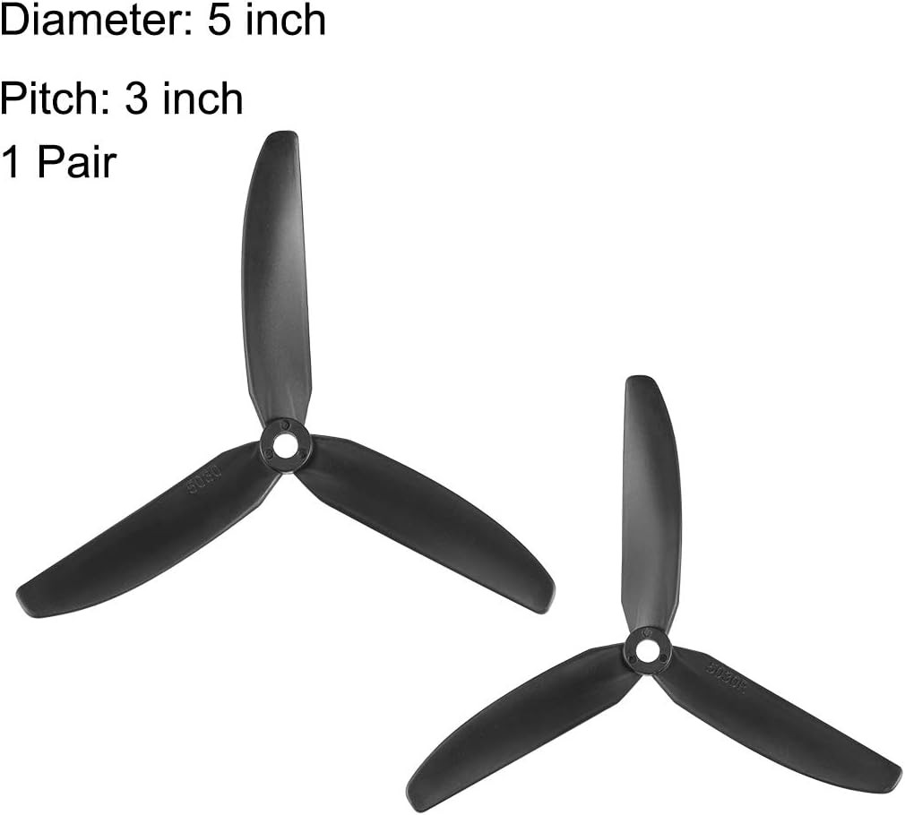 RC Propellers 5030 5X3 Inch 3-Vane Multi-Rotor for Aircraft, Nylon Black 1 Pair