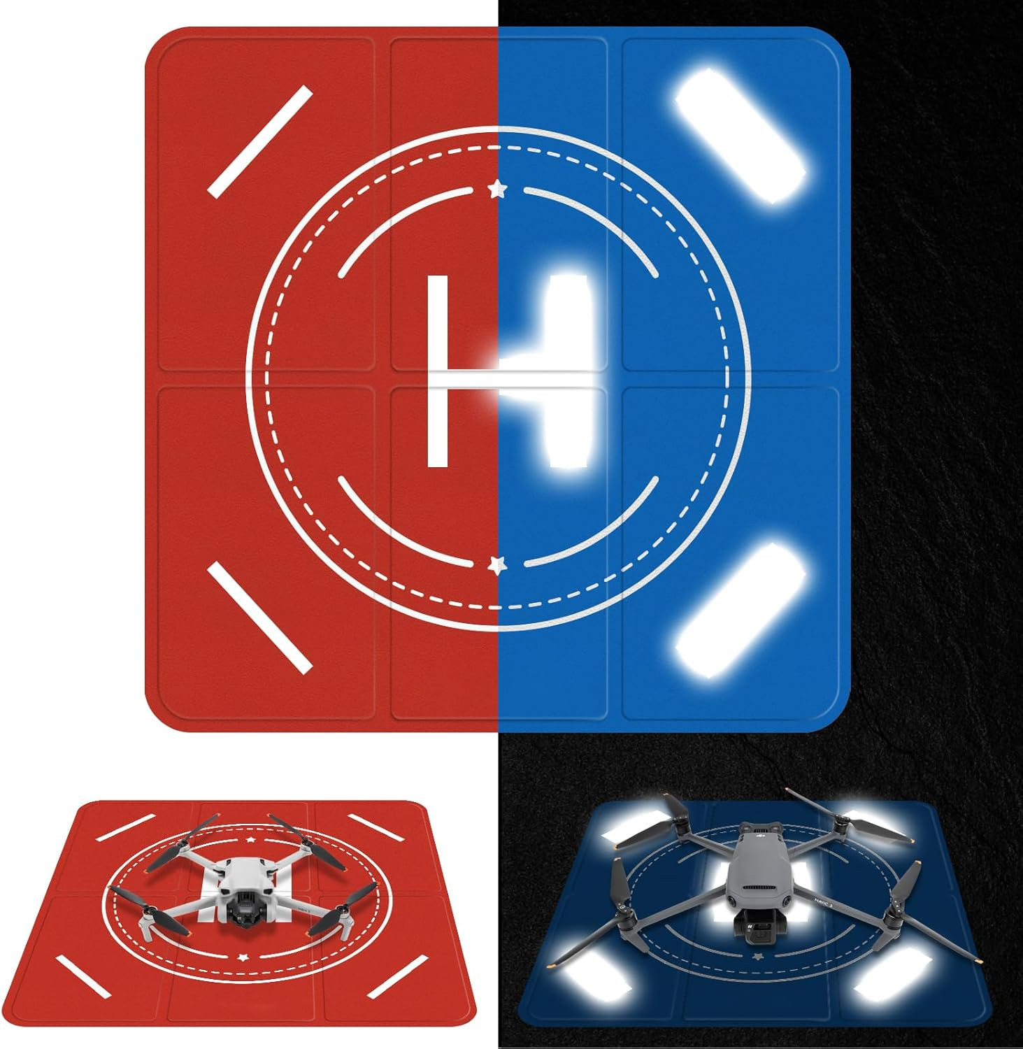 Fpvtosky Nighttime Reflective Drone Landing Pad, Fast-Fold Double Sided Waterpro