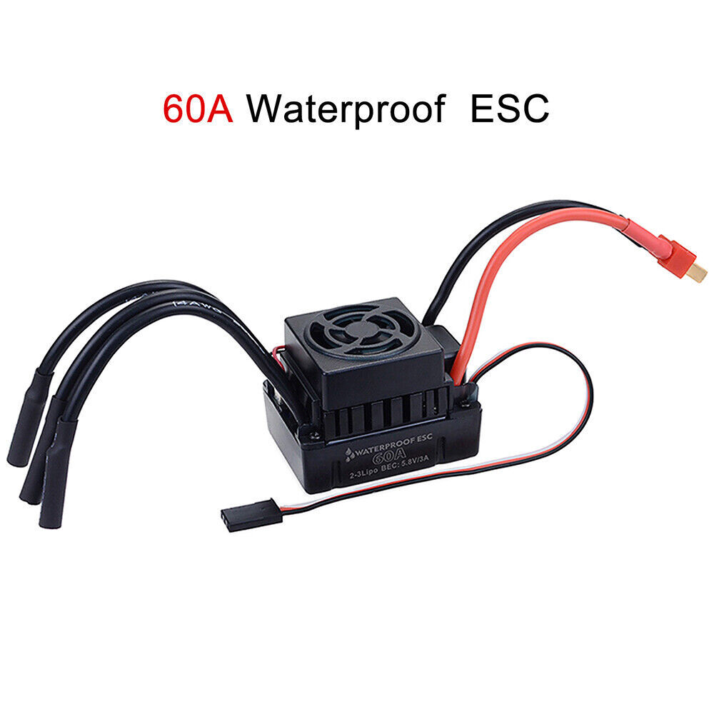 3650 Waterproof 2300/3100/3900KV Brushless Motor 60A ESC Combo for 1/10 RC Car