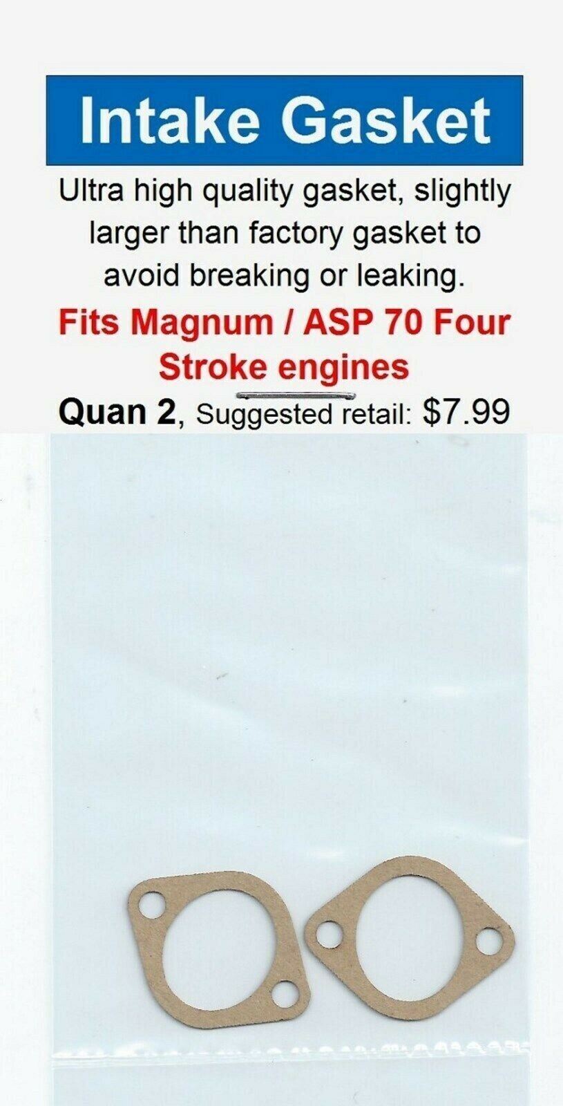 Magnum / ASP 70 FS Four Stroke Intake Manifold Gasket 2 Pack-NIP