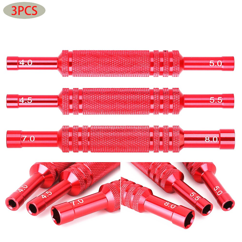 3X Aluminum Double Head RC Car Repair Hexagon Sleeve Screwdriver Hex Wrench Tool