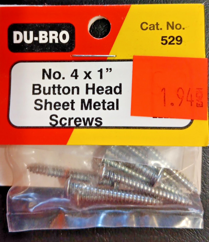 DU-BRO CAT. NO. 529 ~NIP~NO. 4 X 1″ BUTTON HEAD SHEET METAL SCREWS