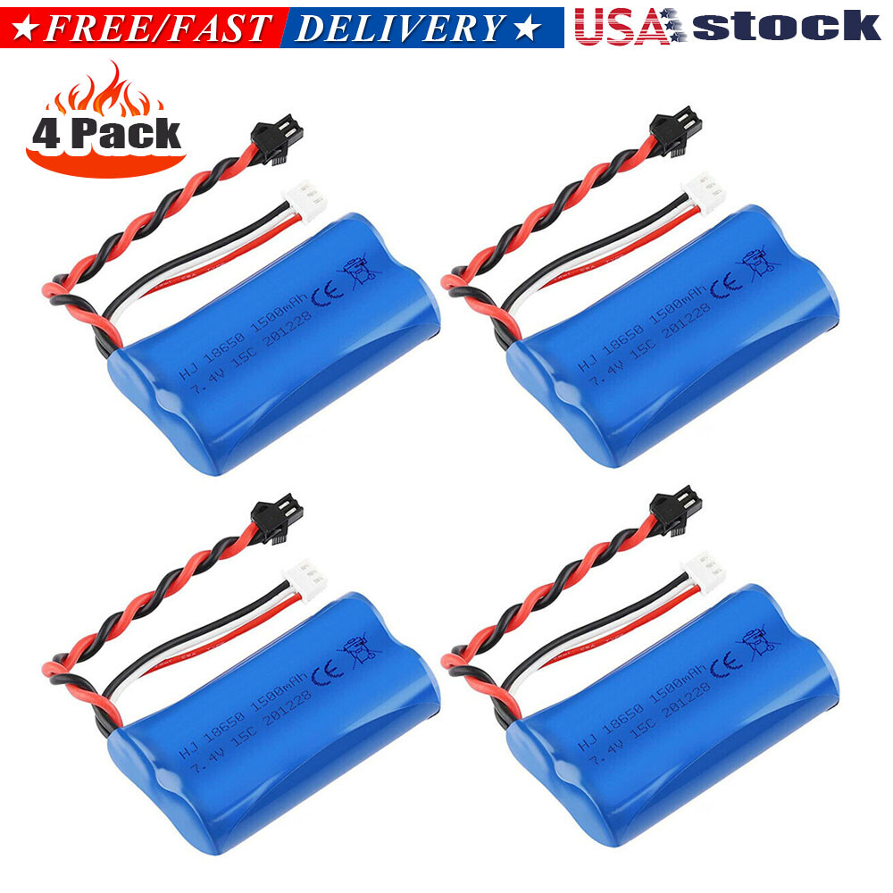 2S 1500mah Li-ion Battery 7.4V 15C SM Plug Battery USB for RC Car Boat Truck USA