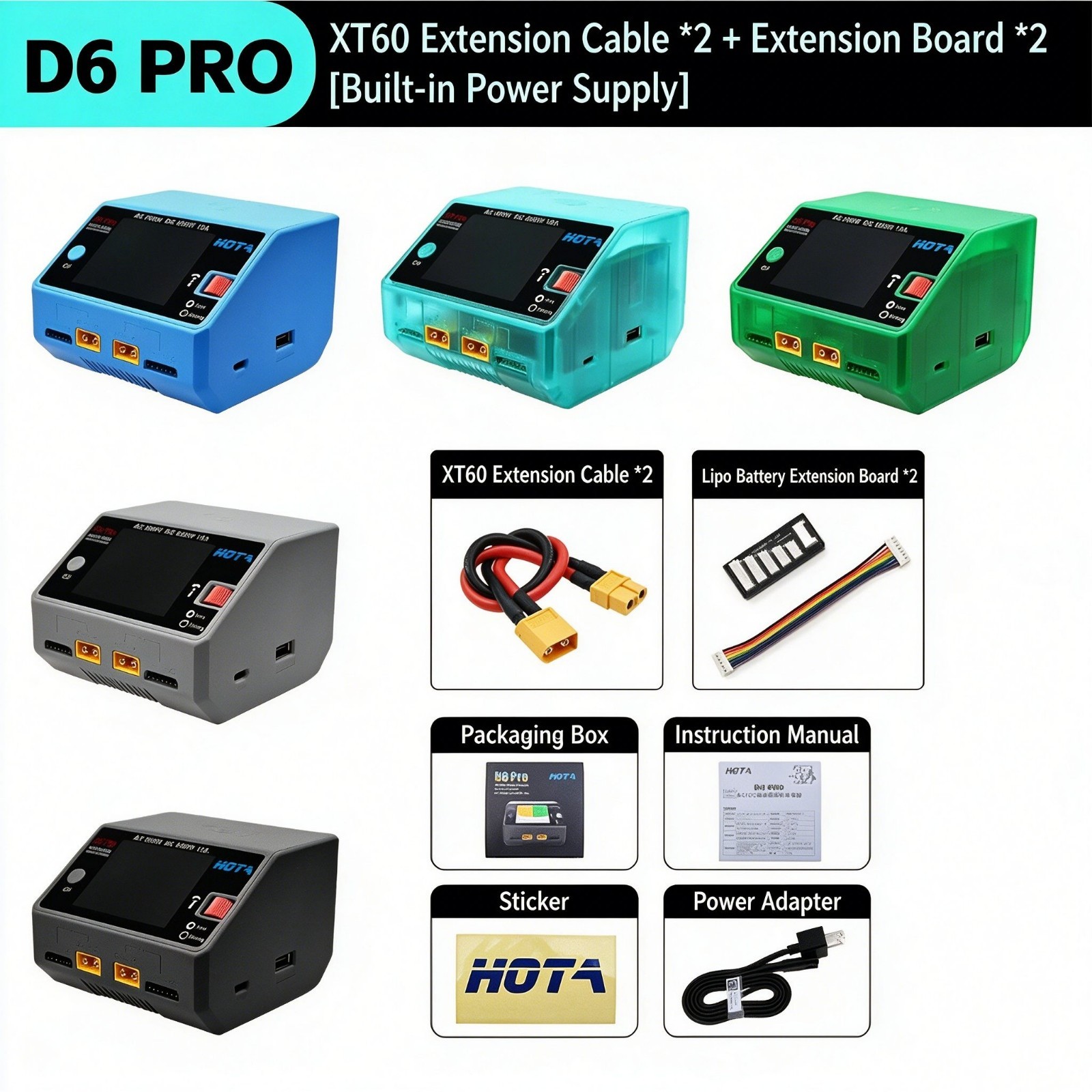 HOTA D6 Pro AC/DC DC 650W AC 200W 15A Smart Charger for LiHv/LiPo/LiFe/Lilon