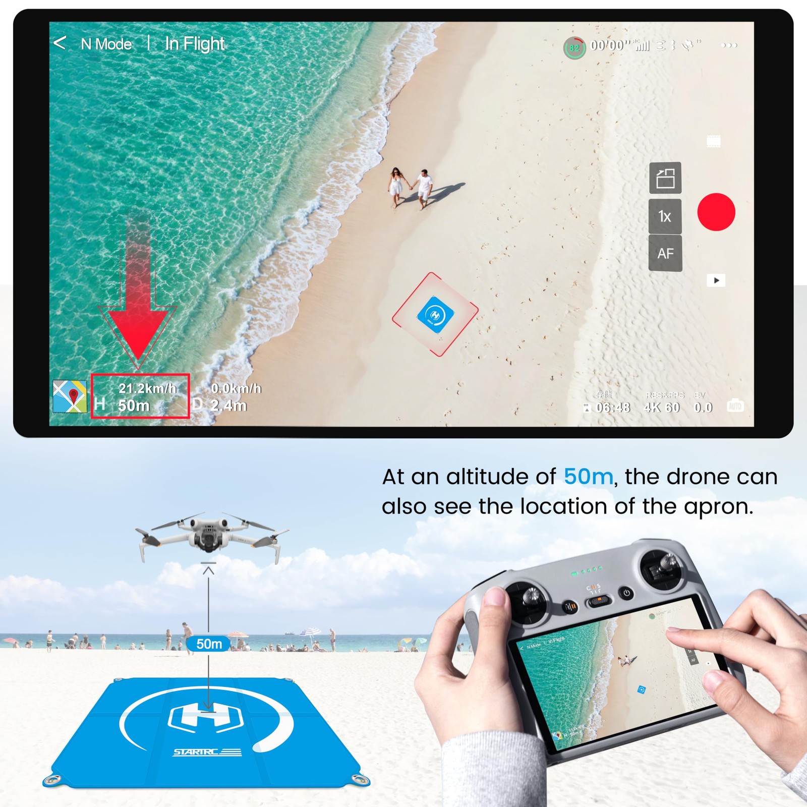 STARTRC Drone Landing Pad, Universal Waterproof 22-inch/55cm, Sky blue-gray