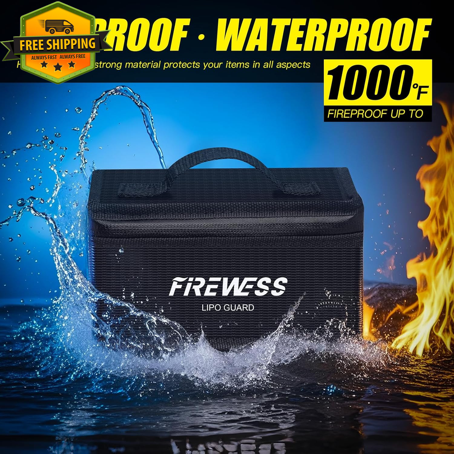 Lipo Safe Bag Fireproof Explosionproof Lithium Battery Storage Pouch 2Pack