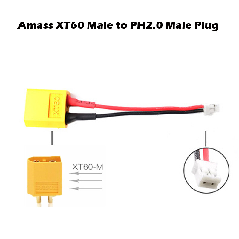 AMASS XT60 Plug to PH2.0 Male Female Connector 22AWG Cable for Toy Drone Battery