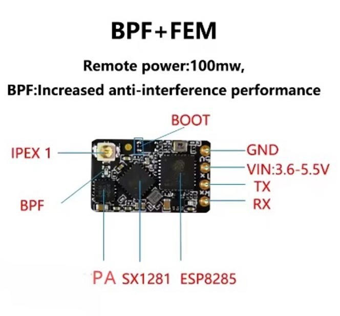 ExpressLRS ELRS BETAFPV Nano 2400 Rx Long Range Rx 12 Channels-Firmware V3.5.0