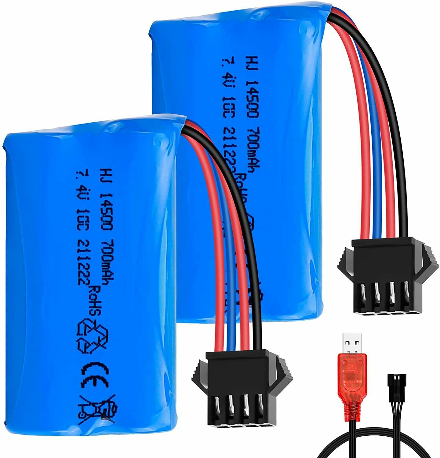 7.4V 700mAh SM-4P Plug Li-ion Battery USB Charger for RC Car Truck Boat Vehicle