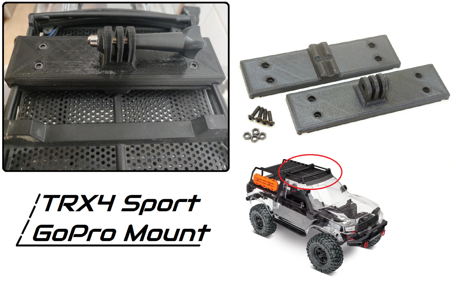 Action Camera Roof Rack Mount for GoPro – Traxxas TRX-4 Sport RC Crawler