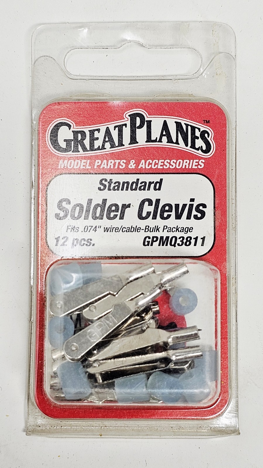 Great Planes Standard Solder Clevis GPMQ3811 .074 Wire 12pc NOS RC Airplane