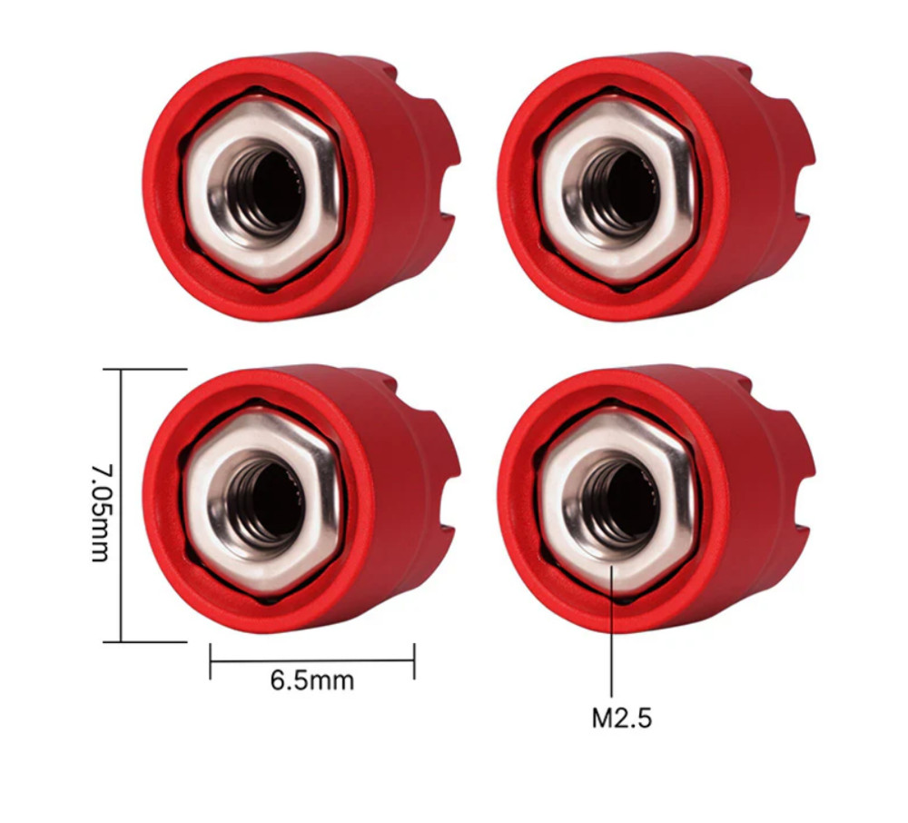 INJORA M2.5 Wheel Lock Nuts with Aluminum Cap 1/18 TRX4M Ascent-18 Red WH-28RD