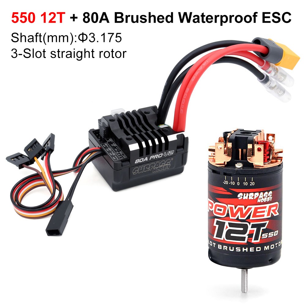 SURPASS HOBBY 80A ESC 550 Motor 12-35T BEC Power Combo For 1/10 Crawler Car