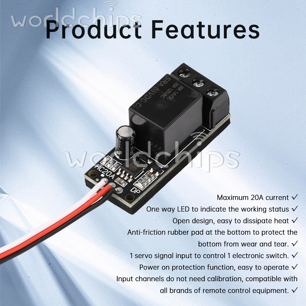 20A RC Model Relay PWM Receiver Control Switch for Water Pump Light FPV Camera