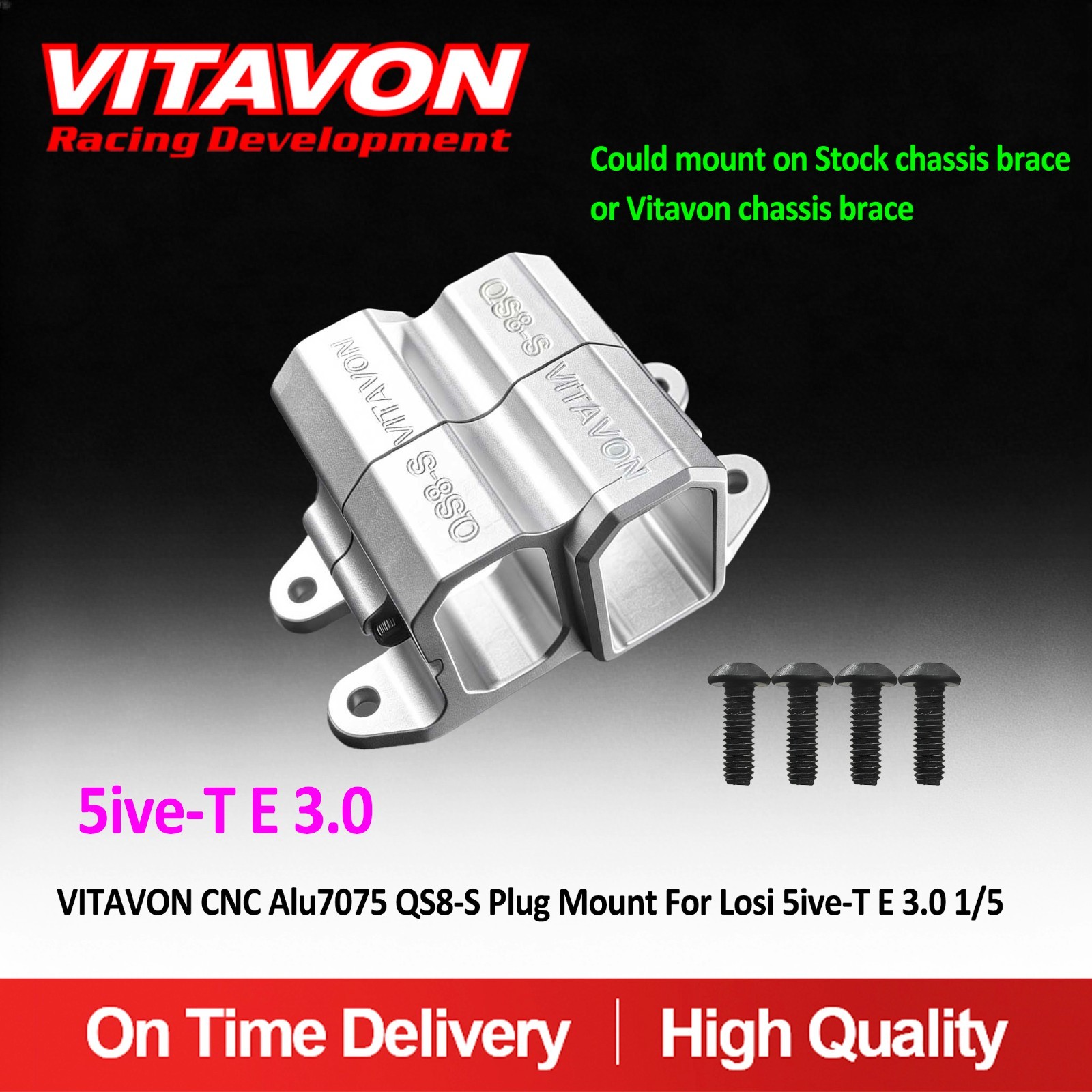 VITAVON CNC Alu7075 QS8-S Plug Mount For Losi 5ive-T E 3.0 1/5