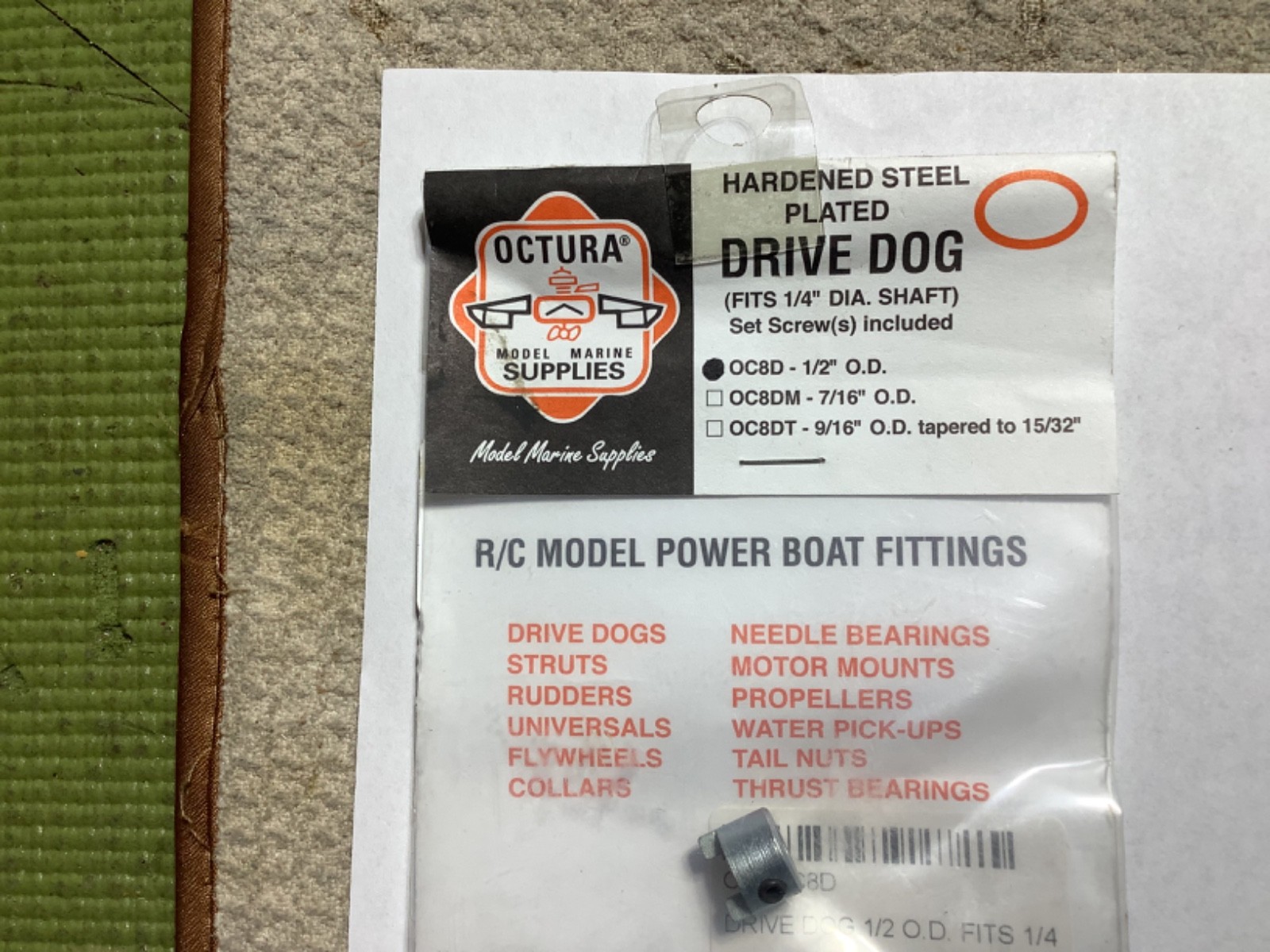 NIP Octura Marine Prop Drive Dog for 1/4” shaft OC8D