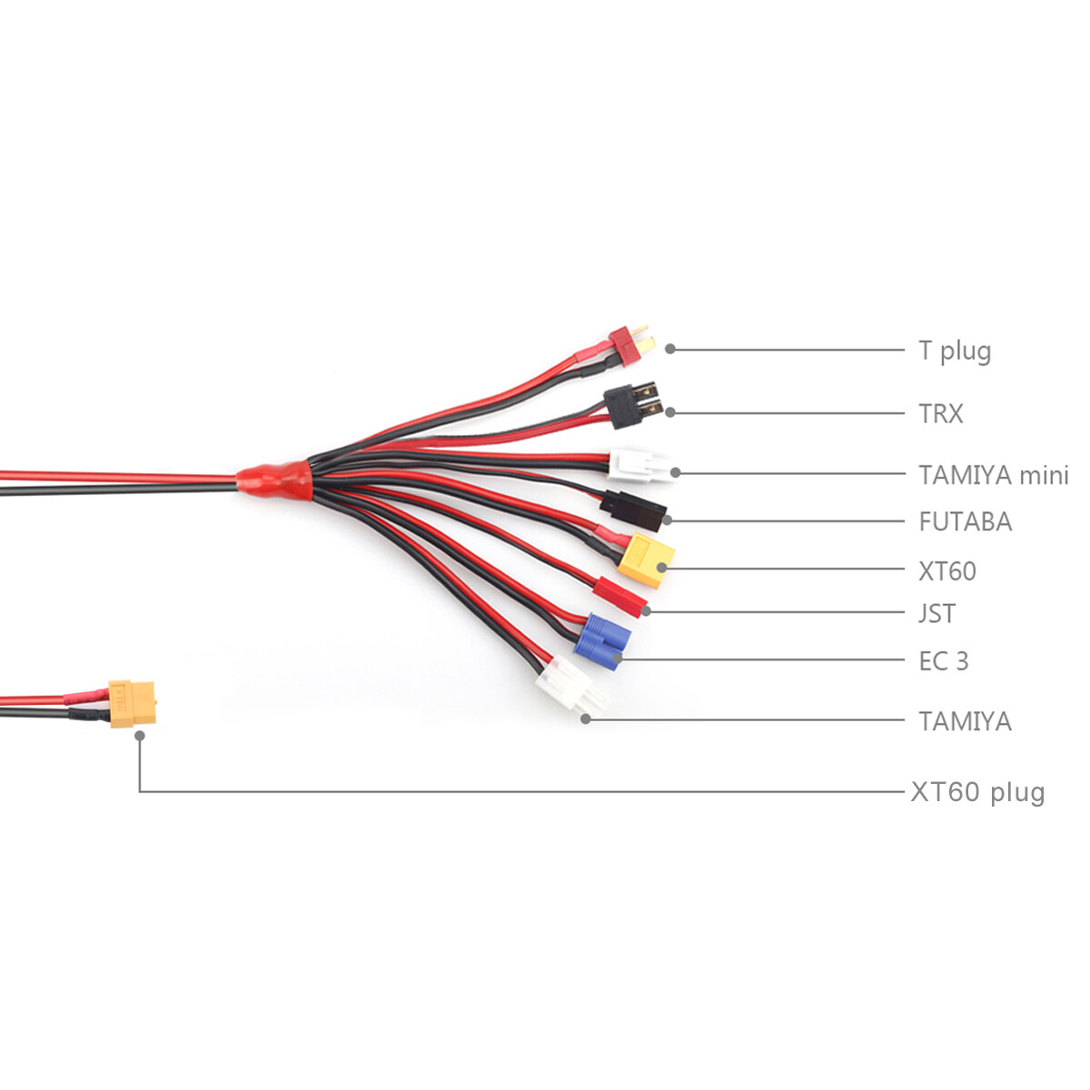 8 in 1 Octopus Convert Cable to XT60H Plug Lead Cable for TRX,T-Plug,Tamiya,JST