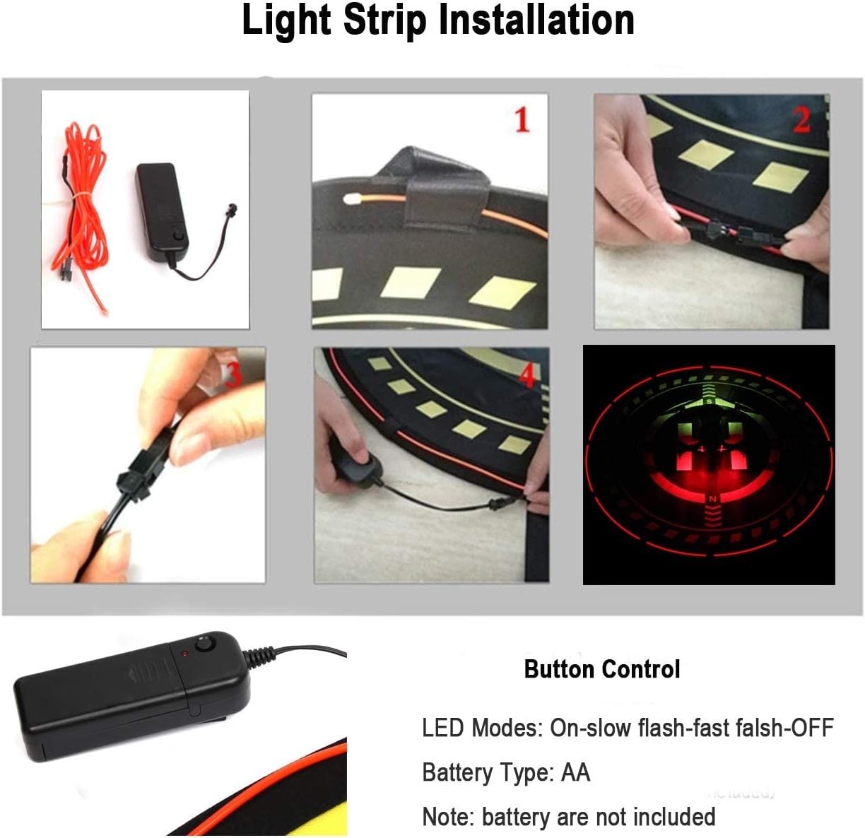 Drone Landing Pad 27.6in Waterproof Foldable Mat with LED Night Light for DJI RC