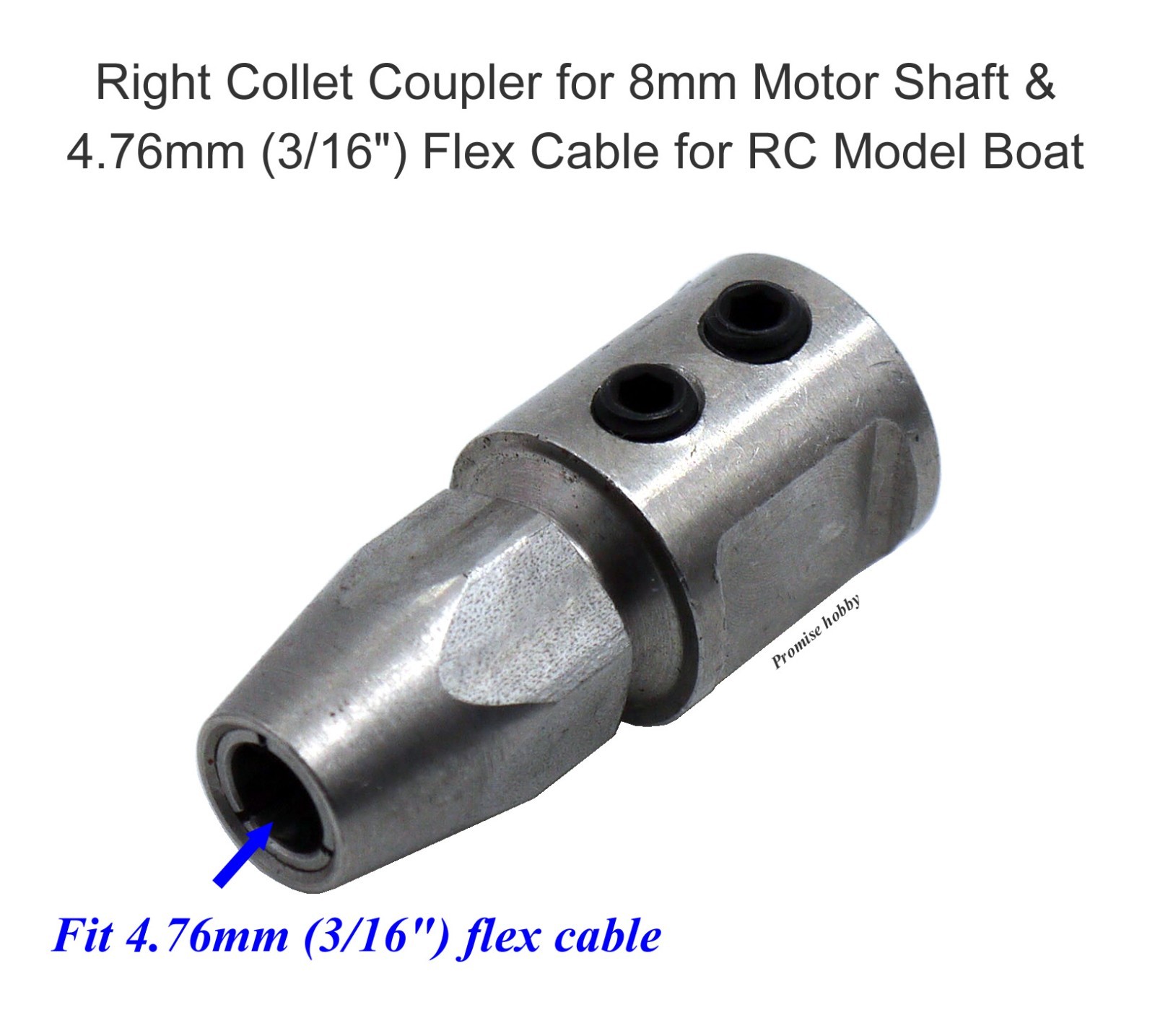 Left / Right Collet Coupler for 8mm Motor Shaft & 3/16″ Flex Cable RC Model Boat