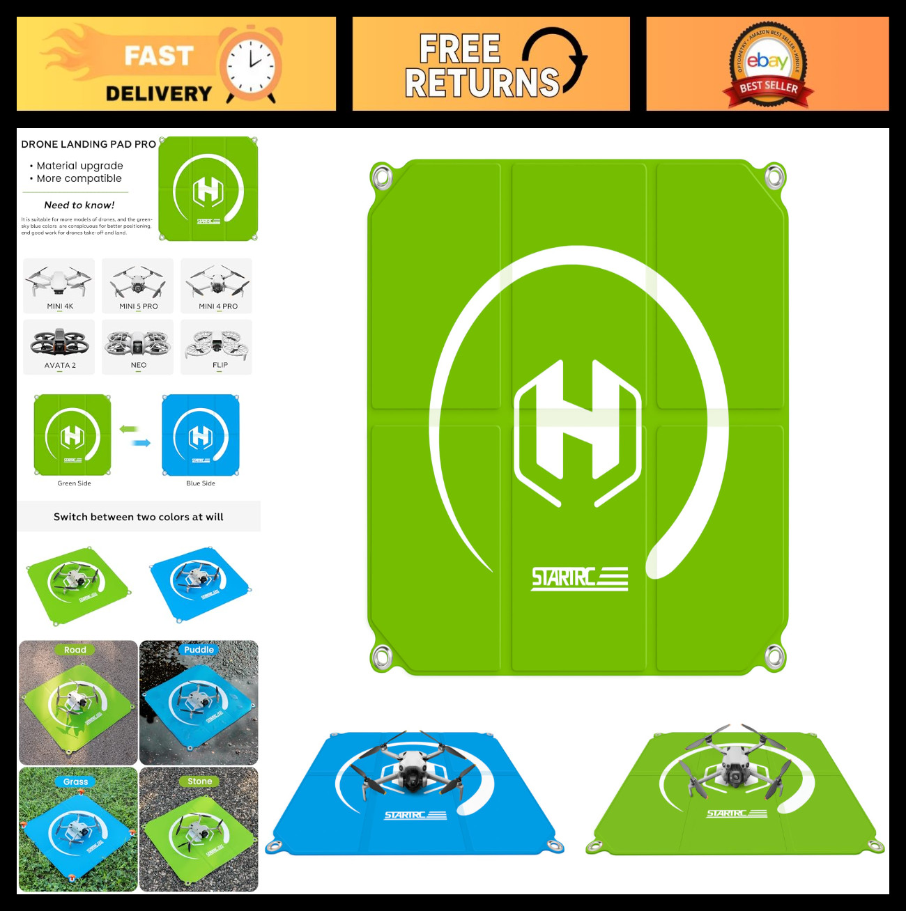 Universal Waterproof Drone Landing Pad – Portable Fast-Foldable Helipad for Mini